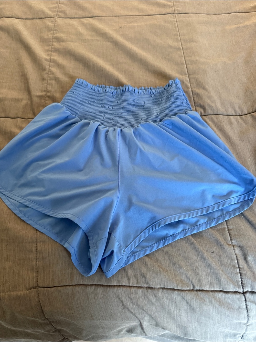 Offline by  aerie Sky Blue Smocked Waist Athletic Shorts
